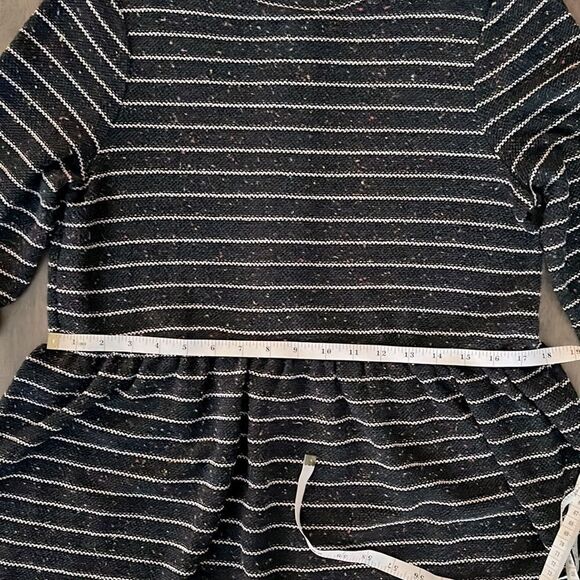ANN TAYLOR LOFT Navy Blue & White Striped Long Sleeve Drop Waist Dress | Small - Picture 11 of 12